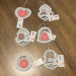 Ornaments imported from Germany lace , embroidery SET OF 6